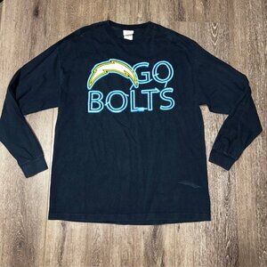 Los Angeles Chargers Shirt Mens Large Blue Cotton NFL Long Sleeves Pullover